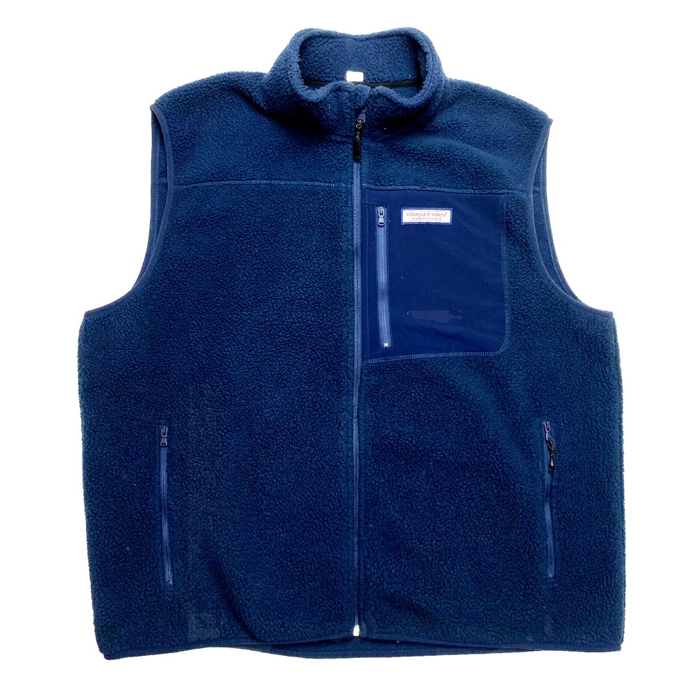 Vineyard Vines Vest Mens XL Navy Full-Zip Outdoor Sherpa Martha's